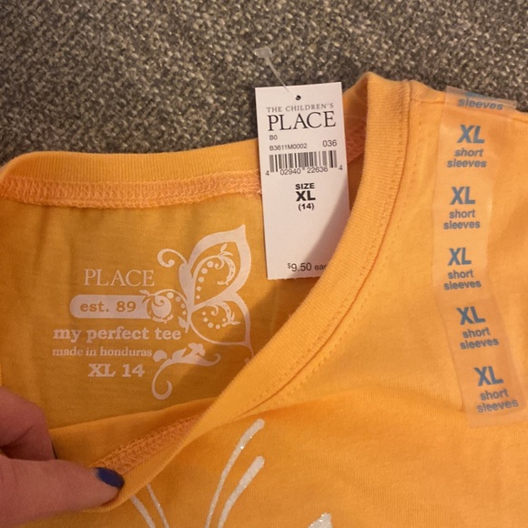 NEW The Children’s Place Deep Yellow Tee w/sparkly white cat on front - size XL - Picture 3 of 5